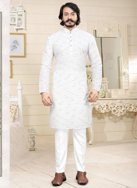 White Colour KUNJ D-8 Party And Function Wear Traditional Fancy Kurta Churidar Pajama Redymade Latest Collection 7013